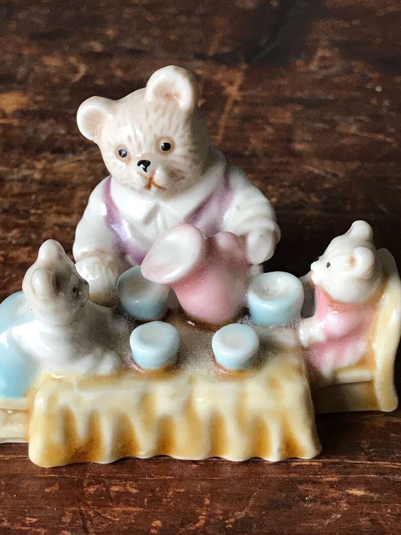 Miniature Ceramic Three Little Bears Mummy Bear Tea Party Cute Etsy UK