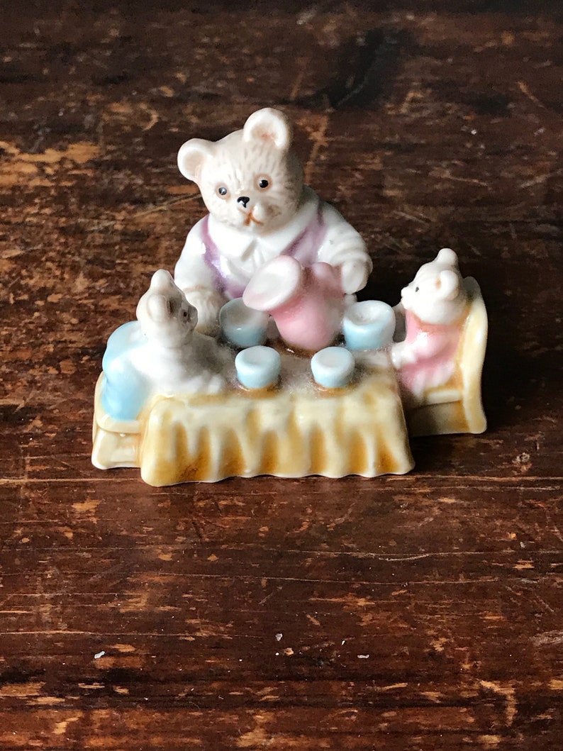 Miniature Ceramic Three Little Bears Mummy Bear Tea Party Cute Etsy UK
