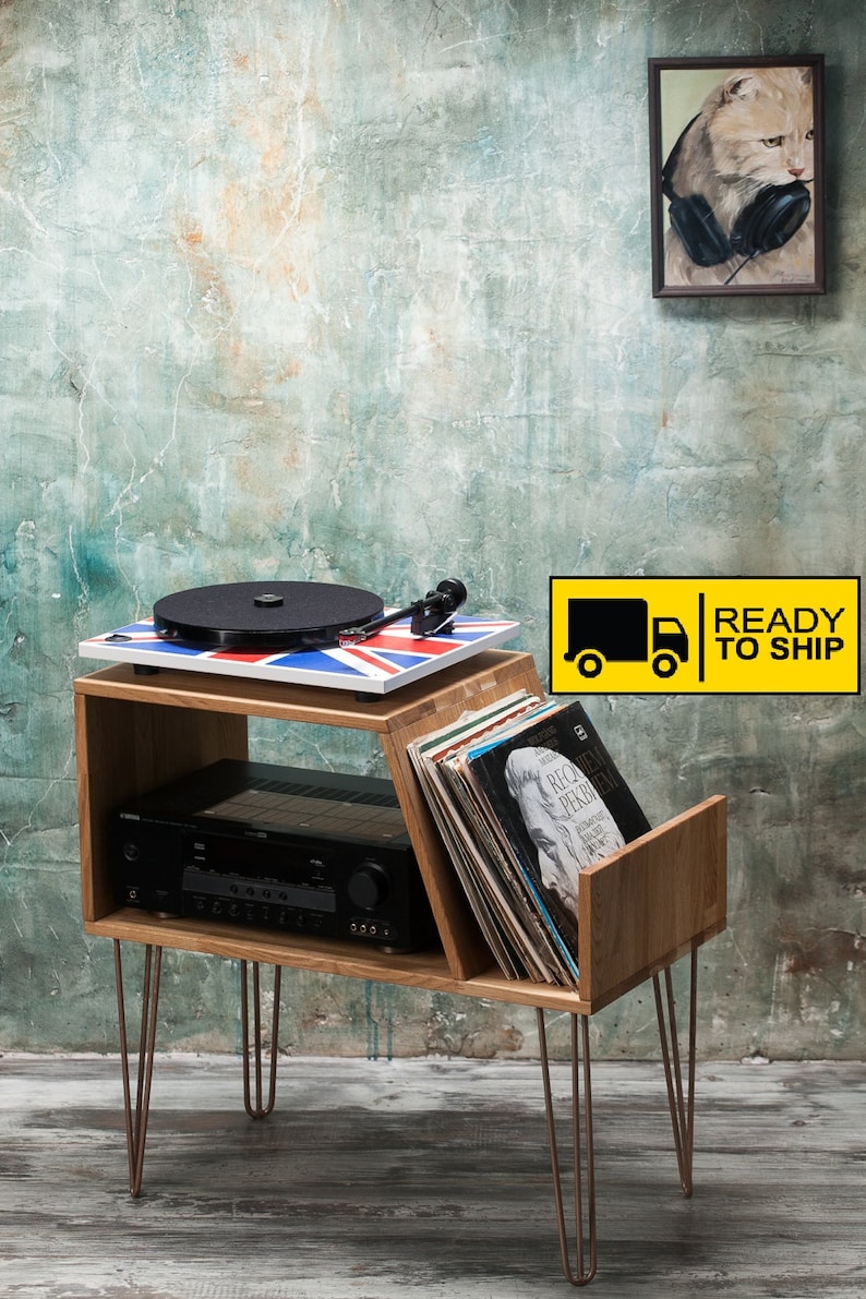 Vinyl Record storage Record Player Media Console Etsy