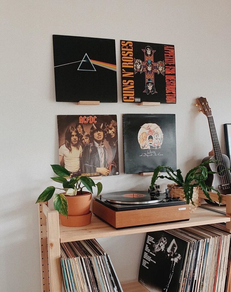 thumbnail image 2 of 6 PCS Vinyl Record Wall Mount Holder Wood 2 of 10