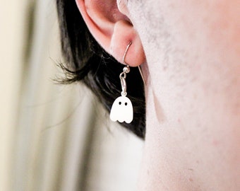 4048 Antique Silver Ghost Dangle Earrings