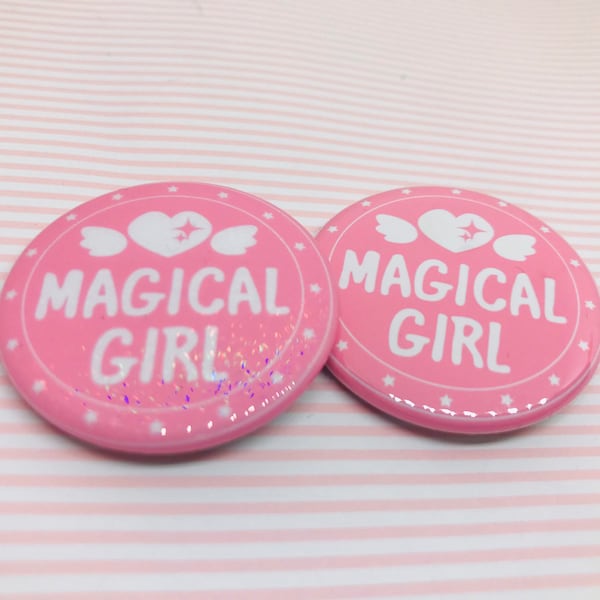 Magical Girl Button | Anime Manga Mahou Shoujo |  Badge 1.5" Pinback Pin Back | Holographic