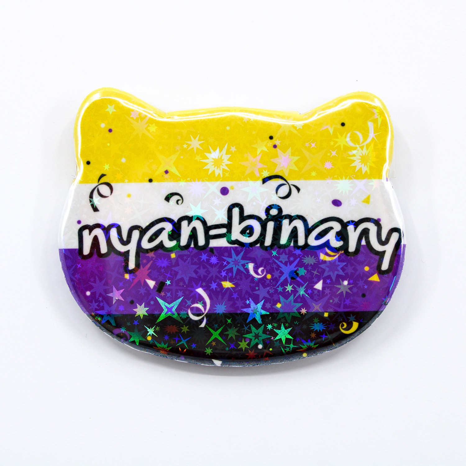 Nyan-binary Cat Pride Button | Holographic Nonbinary Pin - Etsy