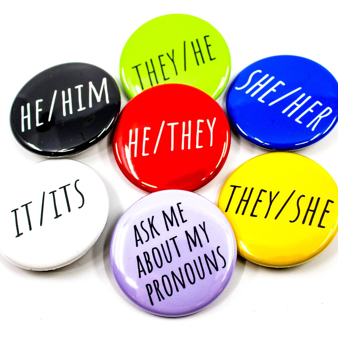 Custom Pronoun Button Pin | Personal She/her He/him They/them Ask Me ...