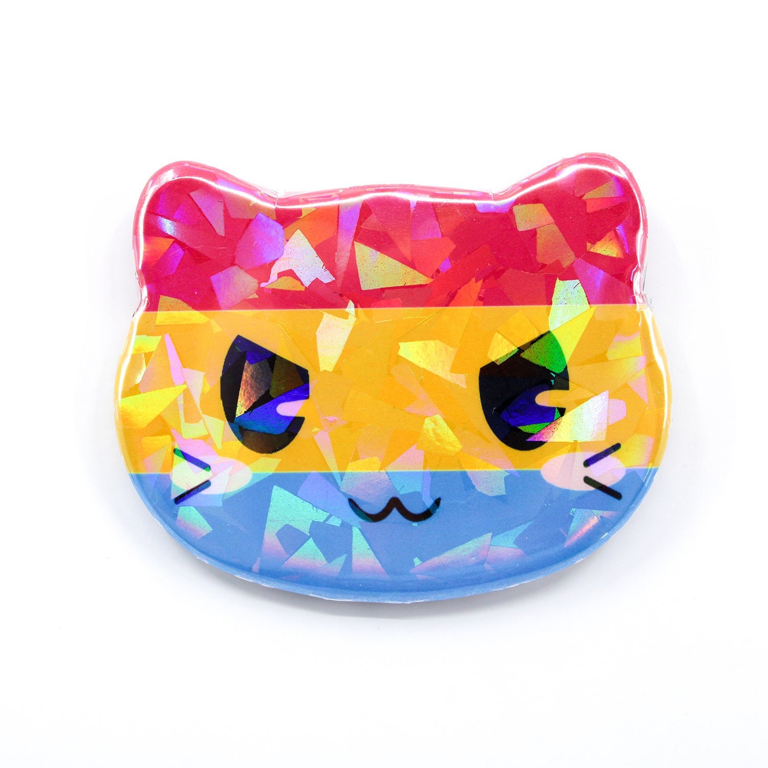 Pansexual Pride Cat Button Kitty Pan Flag Pinback Badge 2.25x1.5