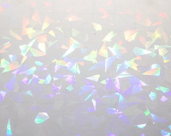 Cracked Glass Holographic Transparent Self Adhesive Film Small Sheet | Different Sizes Available | For Scrapbooking Buttons Prints