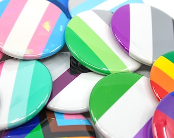 Pride Flag Button Pin | Custom LGBT 1.5 Inch Pinback Badge Gay Lesbian Bi Trans Pan Ace Genderqueer Nonbinary Demi Agender Genderfluid