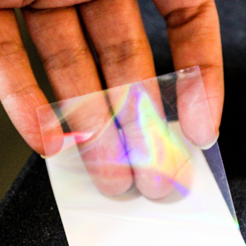 Oil slick Holographic Transparent Self Adhesive Film Small Sheet | Different Sizes Available | For Scrapbooking Buttons Prints image 4