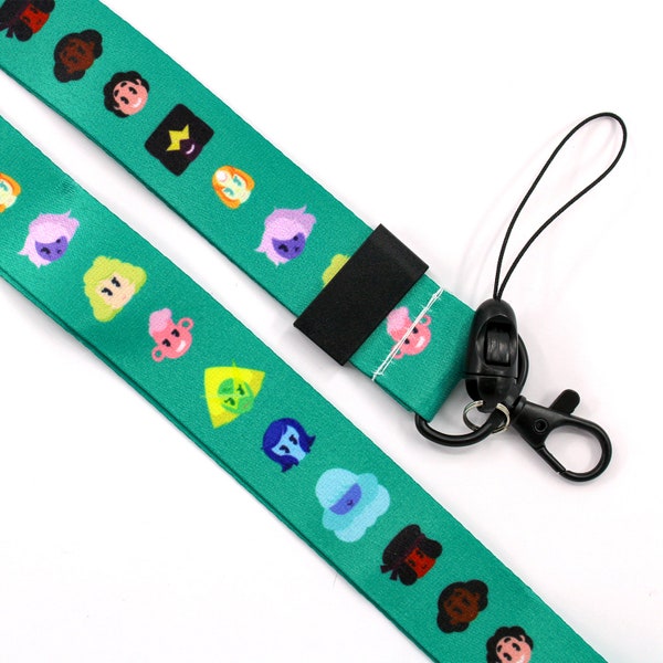 Steven Universe Lanyard | 13 Inch Double Sided Printing Badge Holder | Crystal Gems Connie Sadie Lars Pearl Garnet Amethyst Peridot Lapis