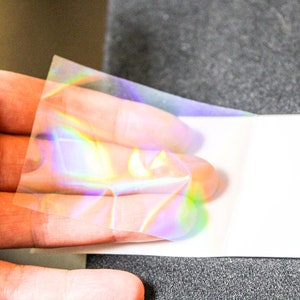 Oil slick Holographic Transparent Self Adhesive Film Small Sheet | Different Sizes Available | For Scrapbooking Buttons Prints image 2