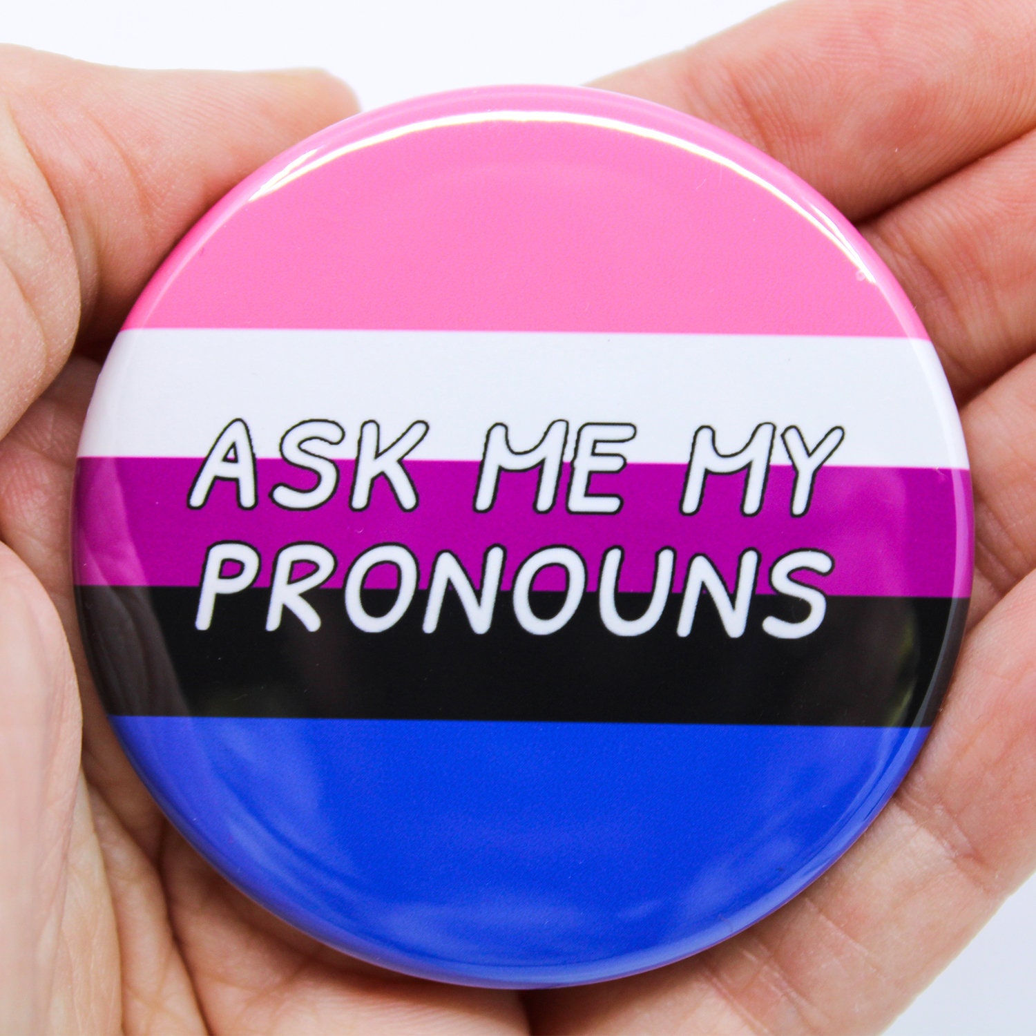 Pronoun Buttons Pride Flag Pin Personal She/her He/him - Etsy