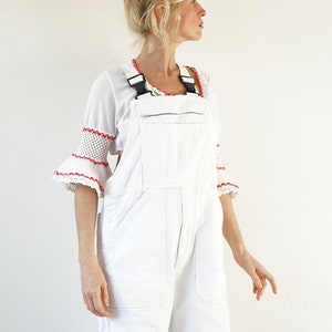 Vintage White French Workwear Overalls | Painter Chore Overalls | Utility Mechanic Dungarees