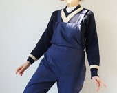 Vintage Chambray German Workwear Overalls French Chore Overalls Utility Mechanic Dungarees