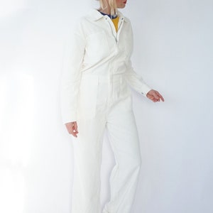 Mono de pana blanco vintage / Mono utilitario de pana / Mono de trabajo / Mono de mecánico de algodón blanco