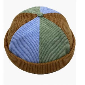 Patchwork Retro Sailor Brimless Docker Cap Vintage | Dockercap Cap | Sailor Hat Unisex Brimless Hat Cap Unisex Rolled Skullcap Docker Cap
