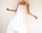 Vintage Antique French Linen Slip Dress Antique White Cotton Edwardian Nightgown Market Dress Provençal