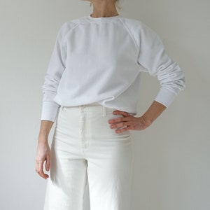Vintage White Raglan Sweatshirt | 80s White Crewneck Sweatshirt | S M