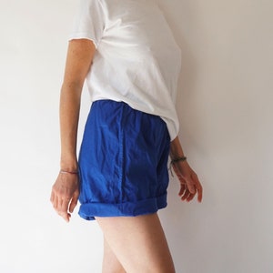 Vintage 26-30 Waist Elastic Indigo Leisure Cotton Shorts | 60s Made in Sweden Sportswear