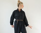 Vintage Black Cotton Coverall Utility Coveralls Jump Suit Jumpsuit Cotton Black Mechanic Boilersuit Boiler Suit