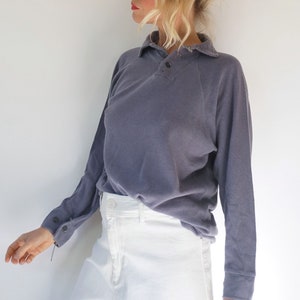 Vintage Lavender Henley Three Button | 70s Lavender Cotton Thermal | Military Henley Shirt