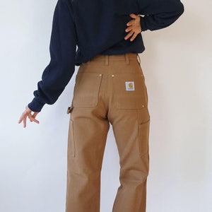 Pantalones de pintor Carhartt vintage de doble frente de 29&quot; con cintura alta y lona color tabaco Pantalones utilitarios Carhartt / Carpinteros