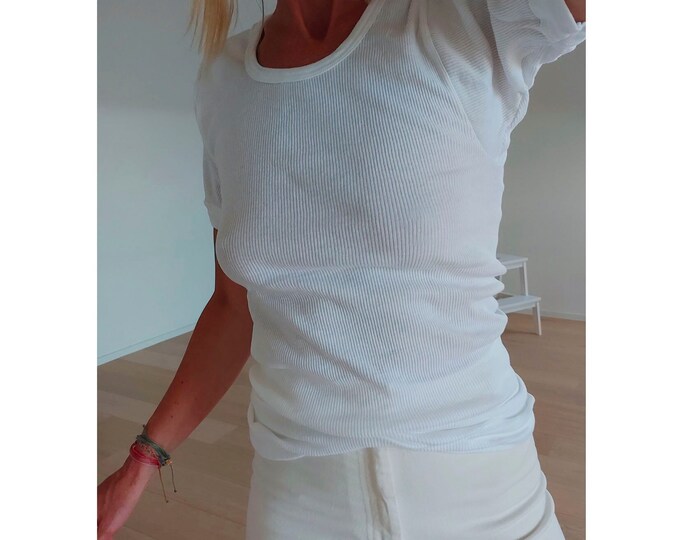 CLASSIC COZY RIB SHORT SLEEVE TEE - White