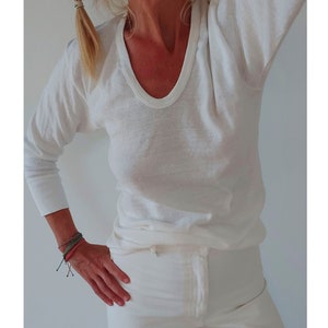 Vintage Cream Cotton Thermal | Off White Natural Crewneck Military Undershirt | Perfect White Cotton T-Shirt | M