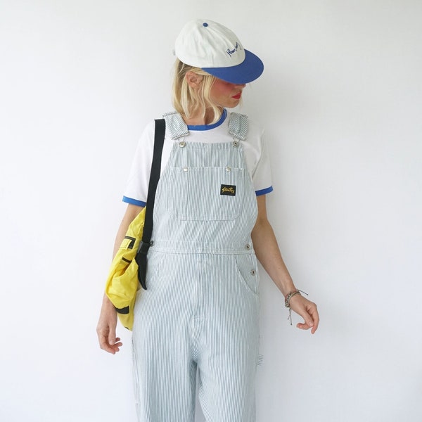 Vintage Hickory Stripe Stan Ray Overalls 30"W | 90s Striped Engineer Dungarees | Railroad Conductor Overalls