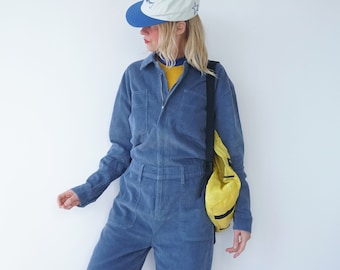 Vintage Lavender Corduroy Coverall | Cotton Utility Coveralls  | Jump Suit Jumpsuit | Cotton Lavender Mechanic | Boilersuit