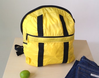 Sac à dos jaune est-allemand rare vintage des années 80 | Sac à dos léger pour vélo des années 1980 | Sac à dos old school