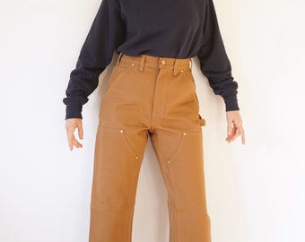 Vintage Carhartt Double Front Painter's Pants 28" W | Tobacco Canvas High Waist Cargo Carhartt Utility Pants | Carpenters