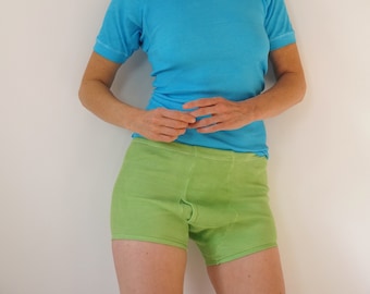 Vintage frische grüne High Rise gerippte Baumwolle Jungen Shorts | Baumwoll-Rippstrick Shorts mit hoher Taille | Lounge Set | Freizeit Shorts | S