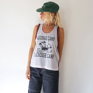 Vintage Reversible Athletic Lacrosse Jersey Tank | 90er Jahre Jersey Tee Aquinas Mädchen Sport T-Shirt | Perfektes Layer Top M
