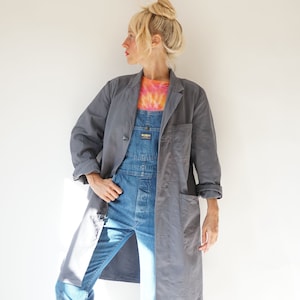 Vintage Gray German Duster Coat | Utility Duster Chore Shop Coat | Artist Smock | Work Jacket