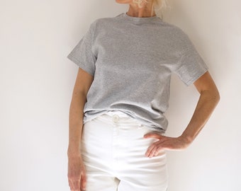 Vintage Grey T Shirt | Crewneck Tee Cotton | 100% Cotton | S-M