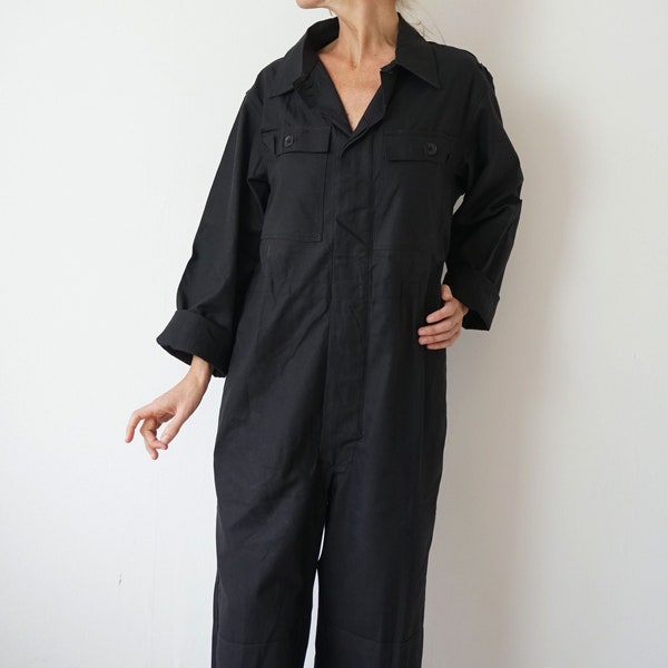 Vintage Black Cotton Coverall | Utility Coveralls | Jump Suit Jumpsuit | Cotton Black Mechanic | Boilersuit Boiler Suit