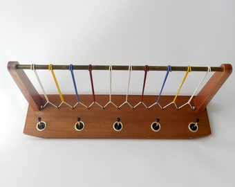 Vintage 1950s Jacket Carrier Coat Rack Wall Wardrobe | Multi Color Mid century Coat Rack