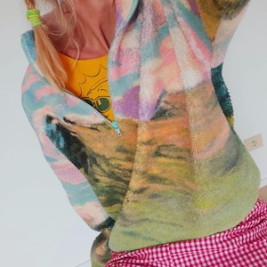 Vintage Colorful Half Zip Fleece Pullover | 90s Fleece Layer | Motiv Chunky Sweater