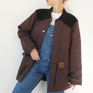 Vintage Chocolate Carhartt Hunting Jacket | Workwear Jacket | Utility French Workwear Style Parka Coat | L