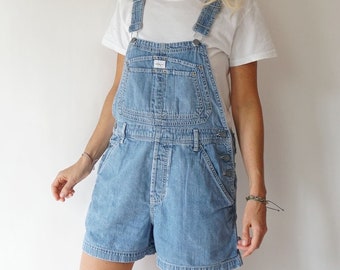 Peto corto vaquero Calvin Klein estilo años 90 / Peto azul claro con tirantes / Peto corto informal de verano