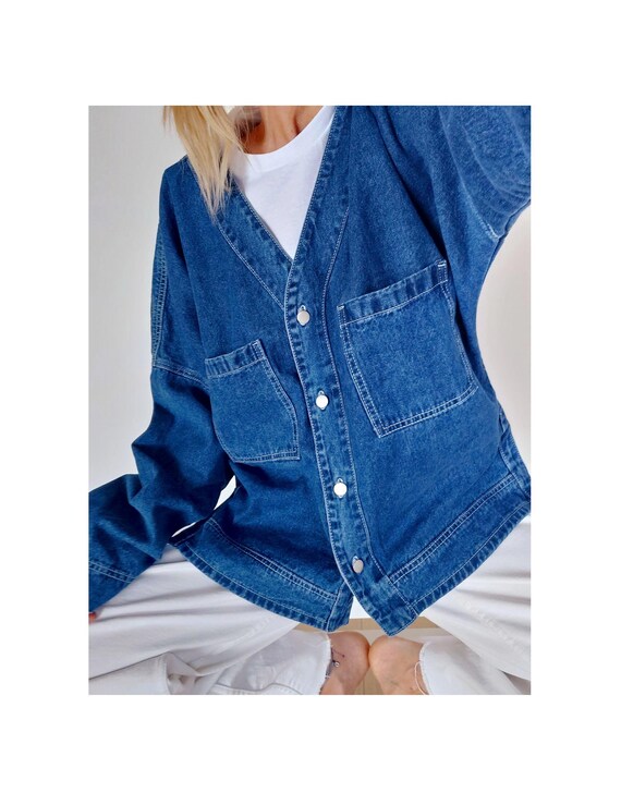 Vintage Medium Denim Lightweight Jacket | Cotton Denim Buttoned Layer Jacket | Wardrobe Staple