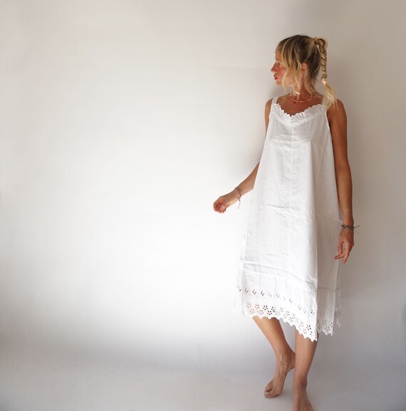 Vintage Antique French Linen Slip Dress | Antique… - image 2