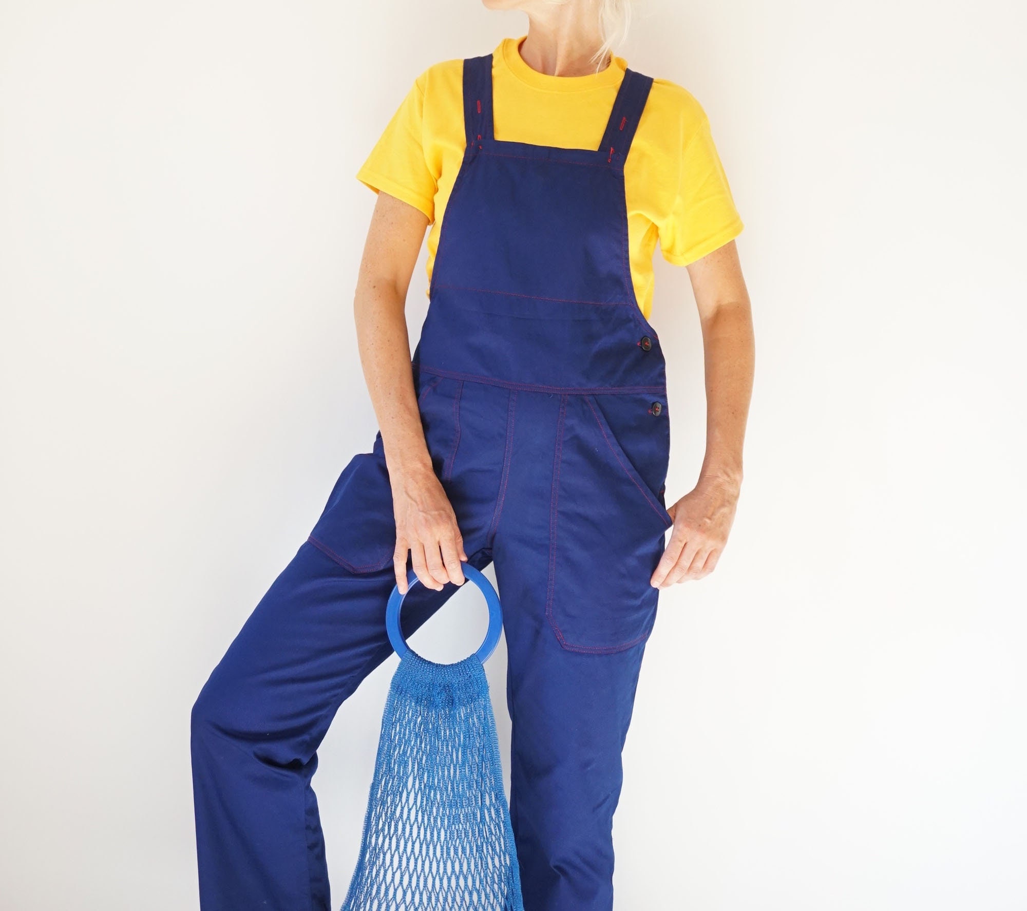 Vintage Cerulean Blue Cotton French Workwear Overalls | Etsy