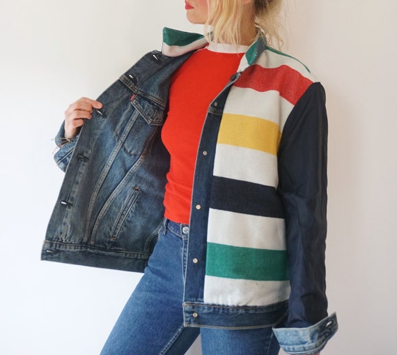 Vintage Levis Hudson Bay Denim Reversible Jacket … - image 6