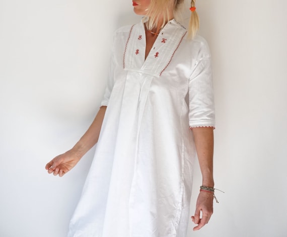 Vintage French Antique White Cotton Shirt | Edwar… - image 4