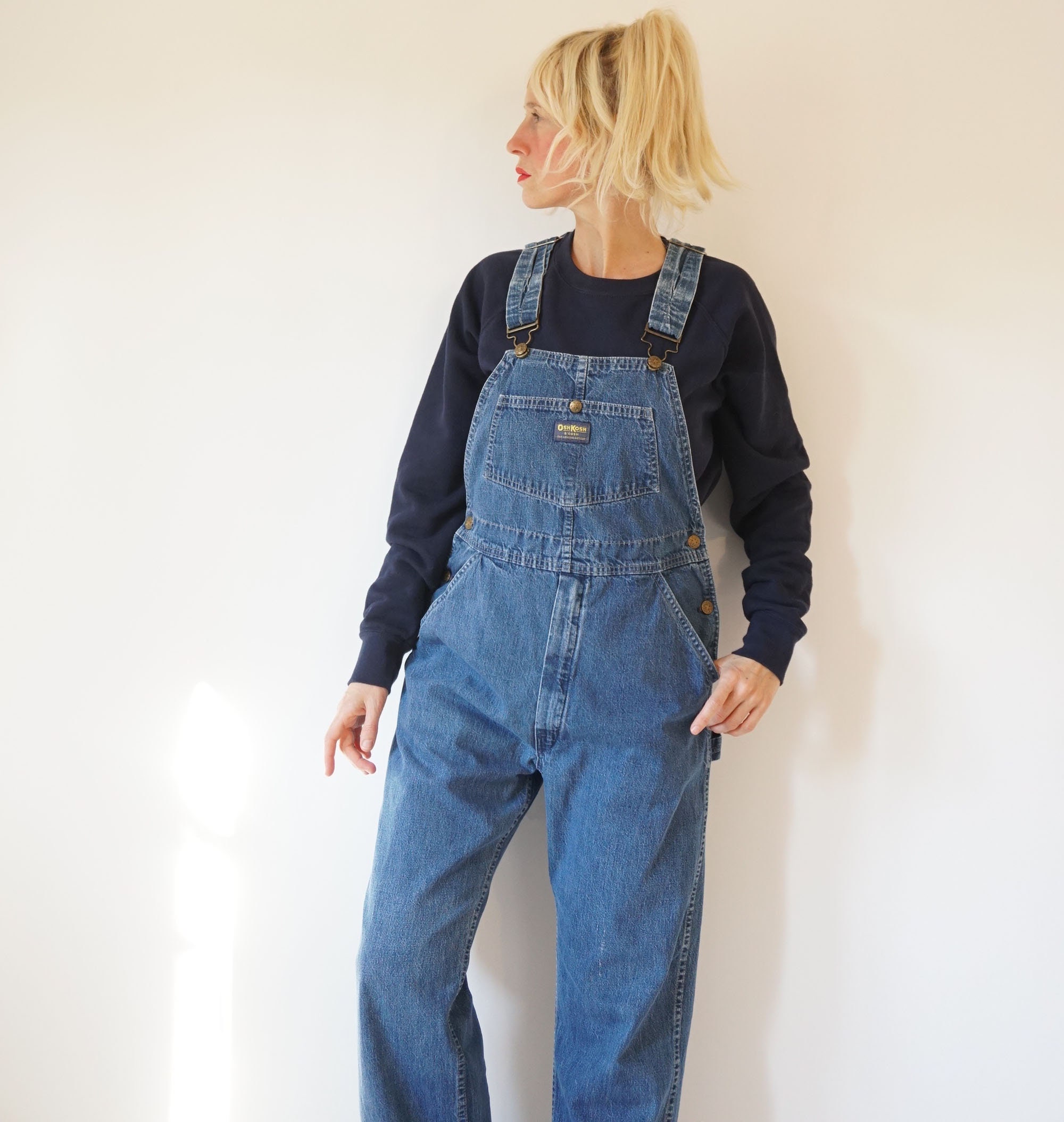 Vintage Oshkosh Overalls | 80s Medium Blue Denim Dungarees