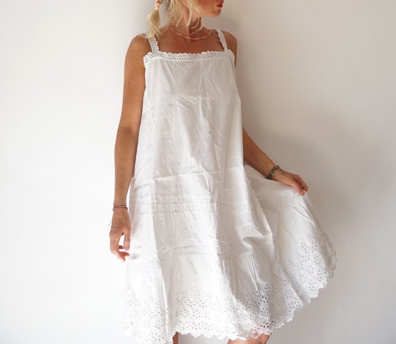 Vintage Antique French Linen Slip Dress | Antique… - image 1