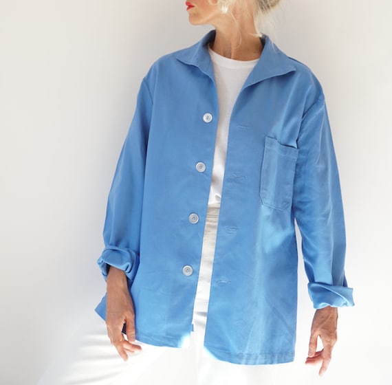 Vintage Piscine Blue Flannel Jacket Shirt | Swedi… - image 2