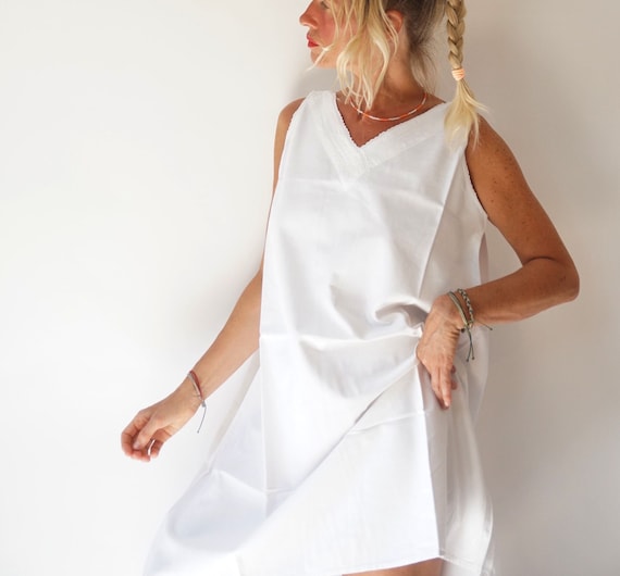 Vintage Antique French Linen Slip Dress | Antique… - image 1