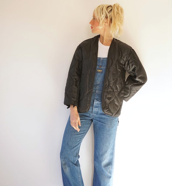 Vintage Military Black Quilted Liner Jacket Oversi